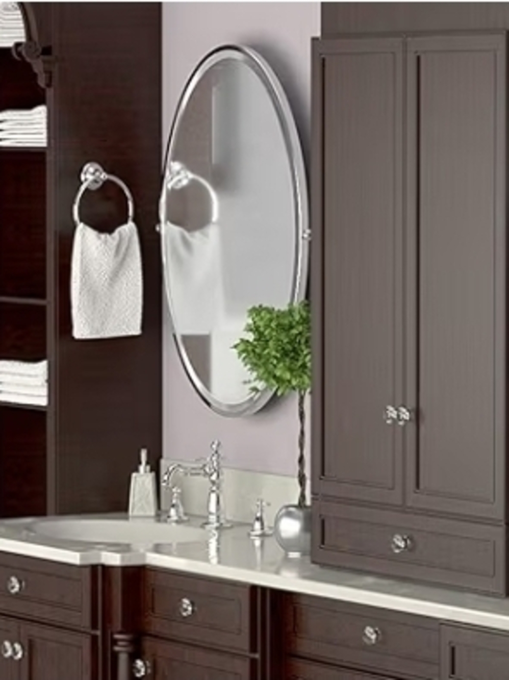 Chrome Double Arm Towel Rack Stand - Polished Silver - Picture 3 of 4